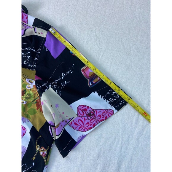 Susan Graver Women's 1X Top Fashion Girl Print Button Up Artsy Art To Wear Bold - Picture 6 of 9